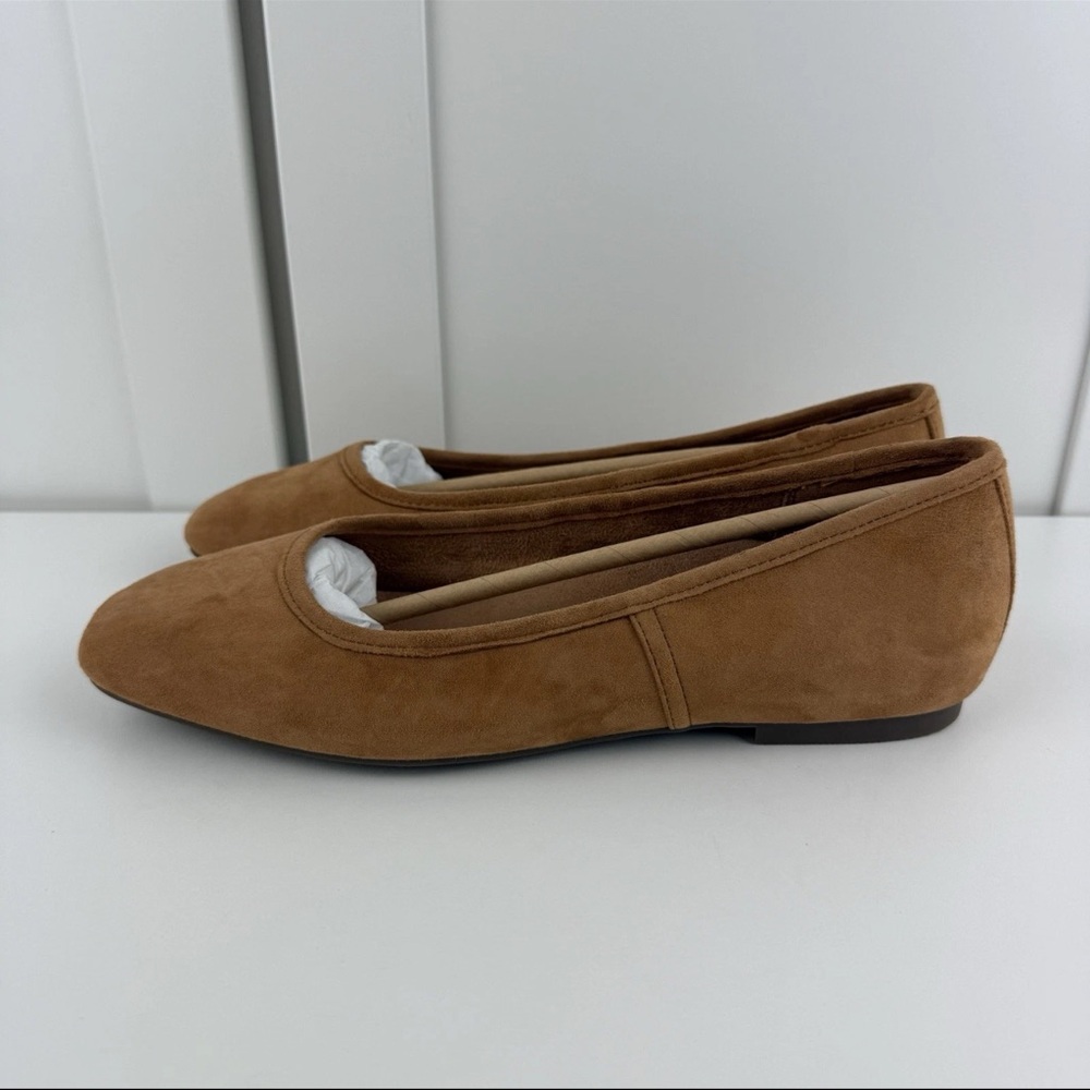 Vionic Orinda Women's US 8 Camel Tan Suede Leather Ballet Flat Flats Square Toe! - Picture 9 of 14